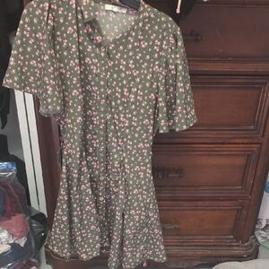 Blush Green and Pink Floral Dress